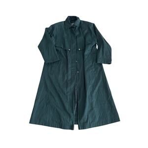 Vintage Bromley Green Cotton Trench Coat Long Overcoat